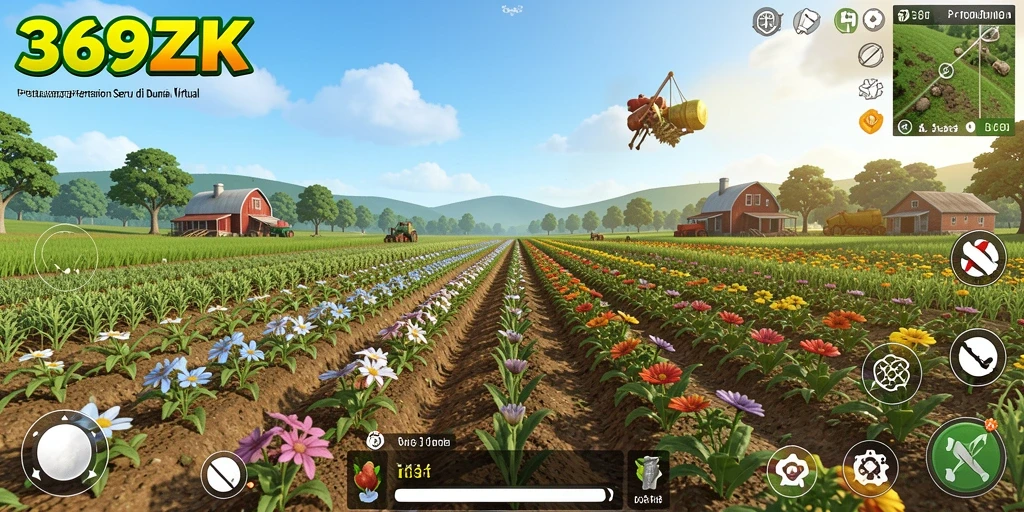 Tampilan gameplay seru di 369ZK dengan pertanian yang subur.