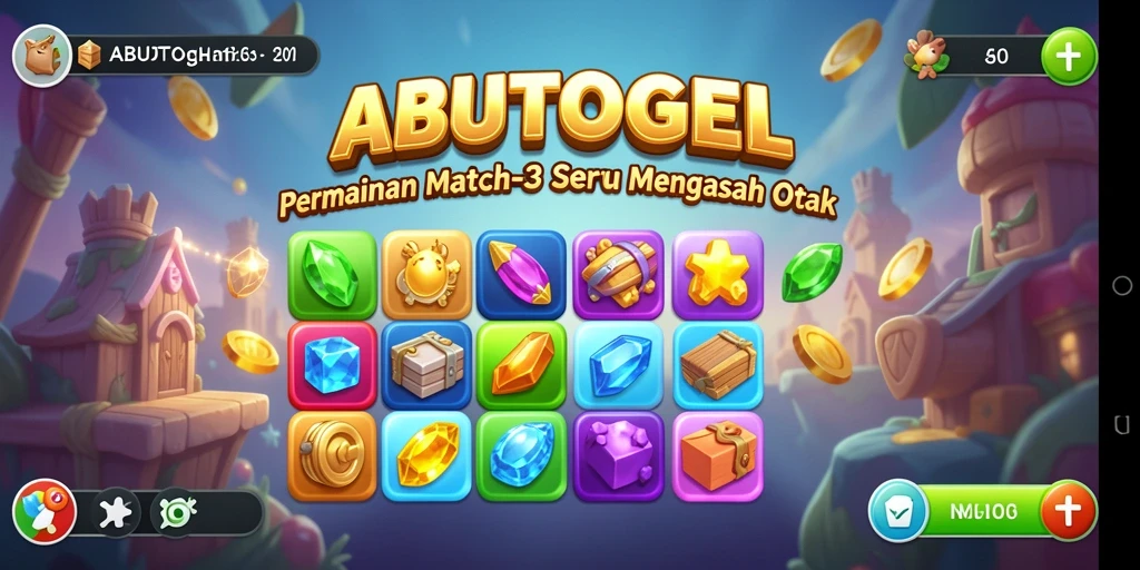 Tampilkan gameplay seru ABUTOGEL dengan tantangan Match-3.