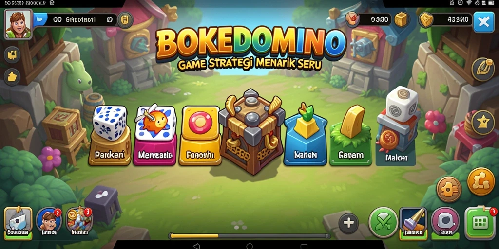 Tampilan gameplay seru dalam BOKEDOMINO yang memikat.