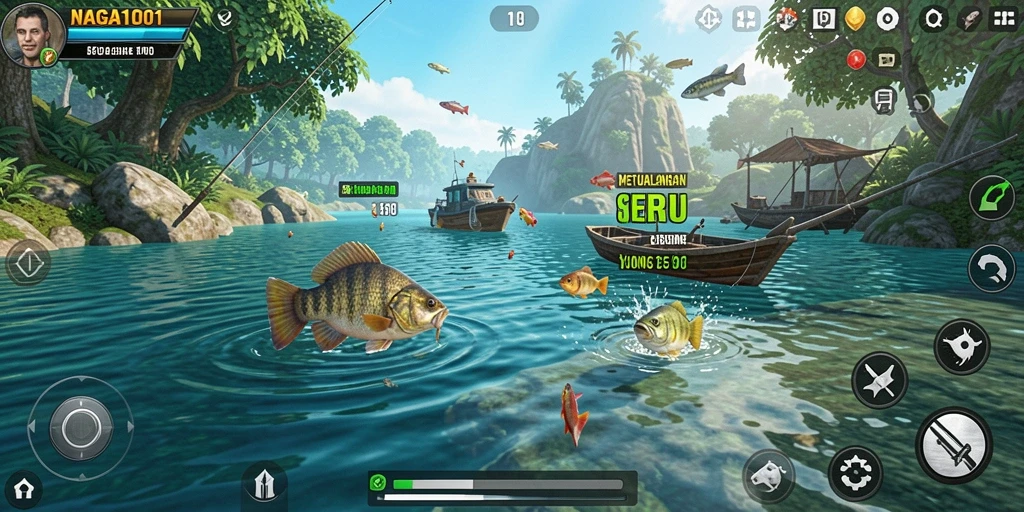 Tampilan gameplay NAGA1001 yang menampilkan suasana memancing yang menakjubkan.
