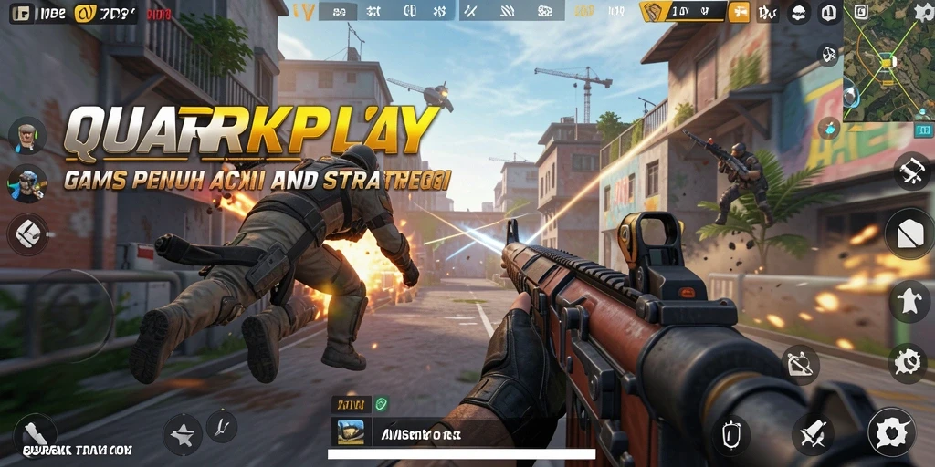 Tangkapan layar menampilkan aksi seru dalam QUARKPLAY dan pertempuran yang mendebarkan.